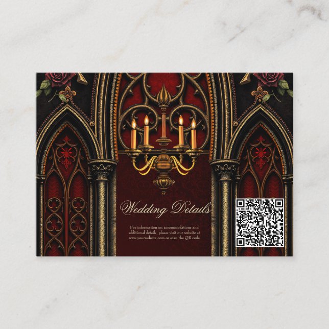 Tarjeta De Recepción Arco gótico con calaveras. (Anverso)