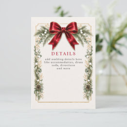 Tarjeta De Recepción Arco Rojo Botánico Floral Invierno Navidad Boda