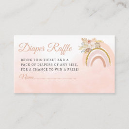Tarjeta De Recepción Arcoiris Boho Pampas chica rosado Diaper Raffle