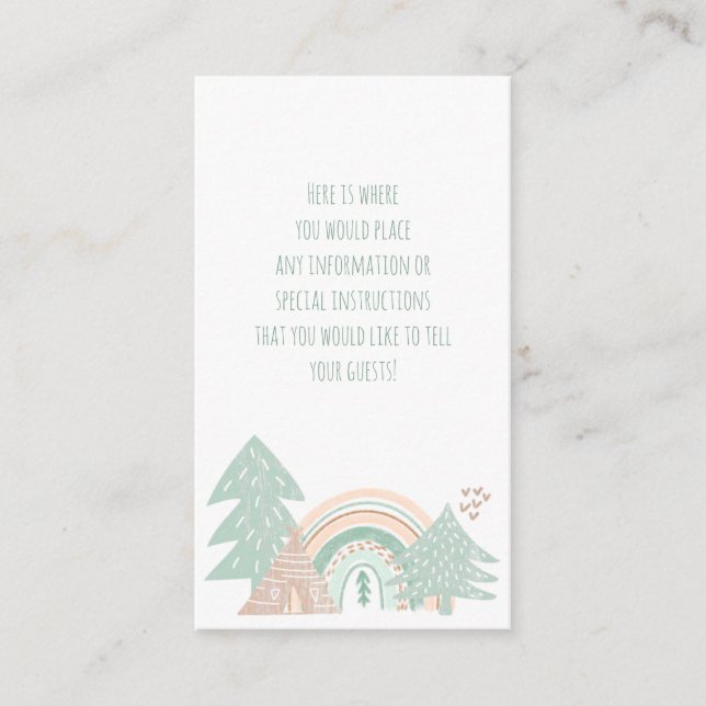 Tarjeta De Recepción Arcoiris de Boho Woodland (Anverso)