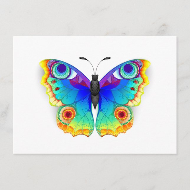 Tarjeta De Recepción Arcoiris mariposa Peacock Eye (Anverso)