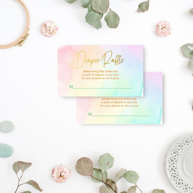 Tarjeta De Recepción Arcoiris pastoral oscuro bebé ducha de pañales rif (Pastel rainbow ombre baby shower diaper raffle enclosure card raffle tickets)