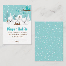 Tarjeta De Recepción Arctic Fox Winter Wonderland Diaper Raffle