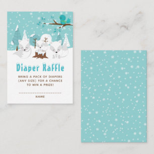 Tarjeta De Recepción Arctic Fox Winter Wonderland Diaper Raffle