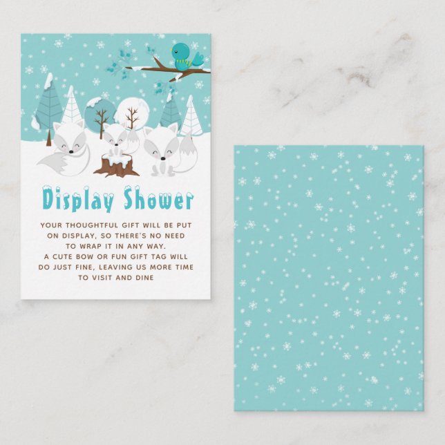 Tarjeta De Recepción Arctic Fox Winter Wonderland Display Baby Shower (Anverso / Reverso)