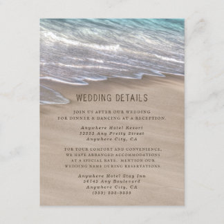 Tarjeta De Recepción Arena de playa Corazones Elegante Boda Tropical Mo