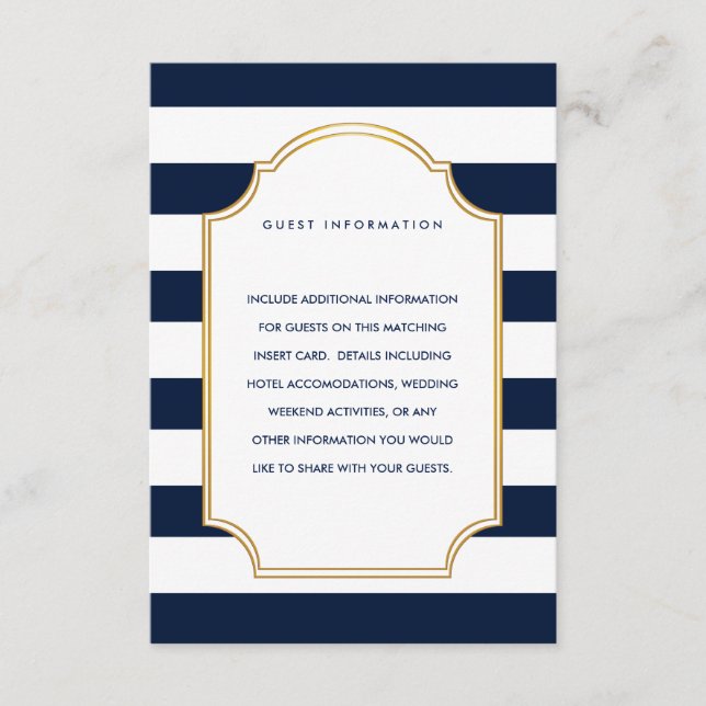 Tarjeta De Recepción Armada Náutica | Inserción de Boda moderno de band (Anverso)