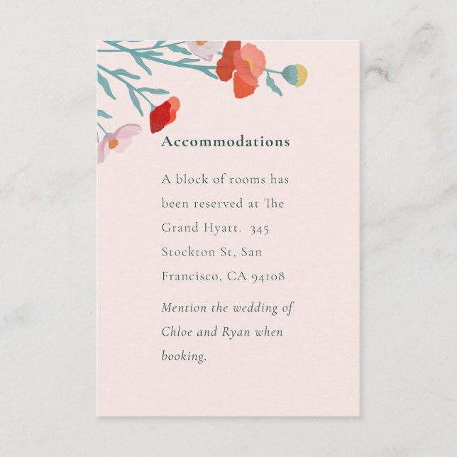 Tarjeta De Recepción Armonía floral (Anverso)