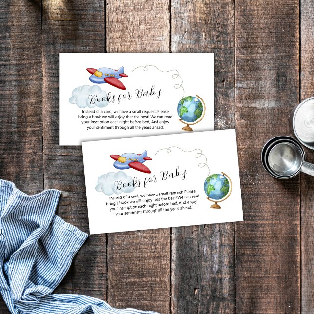 Tarjeta De Recepción Around The World Map Airplane Books Baby Shower (Around The World Map Airplane Books Baby Shower Enclosure Card)