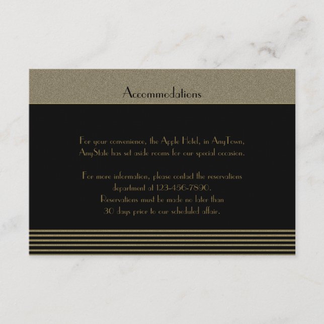 Tarjeta De Recepción Art Deco Boda Posh Insertar (Anverso)