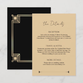 Tarjeta De Recepción Art Deco Elegant Gold Frame Wedding Details