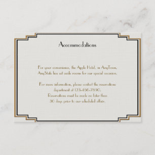 Tarjeta De Recepción Art Deco Gold Posh Boda Insertar