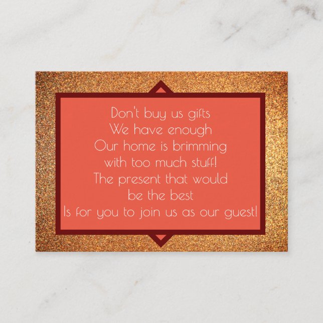 Tarjeta De Recepción Art Decó Moderno Deseando Boda Purpurina (Anverso)