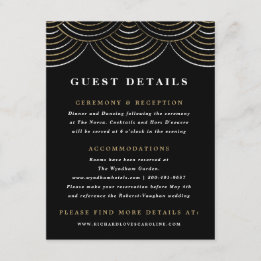 Tarjeta De Recepción Art Deco String Lights Guest Detail Enclosure Card