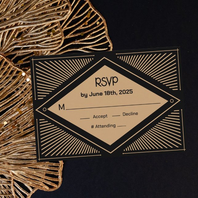 Tarjeta De Recepción Art Deco Wedding RSVP (Subido por el creador)