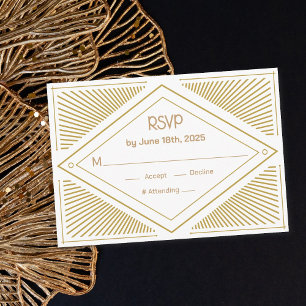 Tarjeta De Recepción Art Deco Wedding RSVP