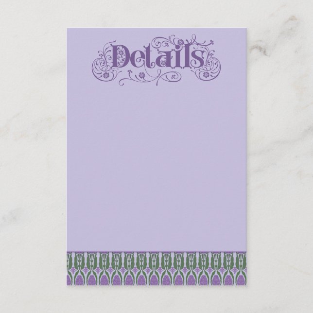 Tarjeta De Recepción Art Nouveau Elegant Lilac Thistle Border Vertical (Anverso)