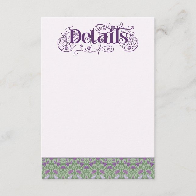 Tarjeta De Recepción Art Nouveau Elegant Lovebirds Lilac Enclosure Card (Anverso)