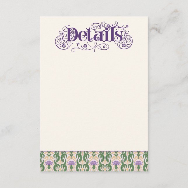 Tarjeta De Recepción Art Nouveau Elegant Thistle Light Yellow (Anverso)