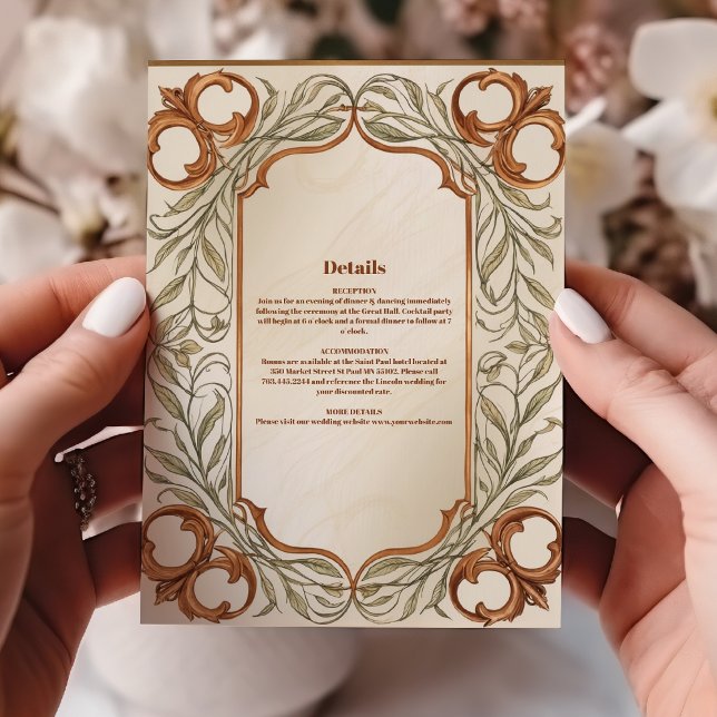 Tarjeta De Recepción Art Nouveau Elegante Boda Botánico (Subido por el creador)