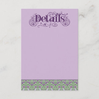 Tarjeta De Recepción Art Nouveau Elegantes Pájaros de Amor Púrpura 