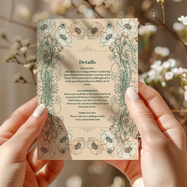 Tarjeta De Recepción Art Nouveau floral boda (Subido por el creador)