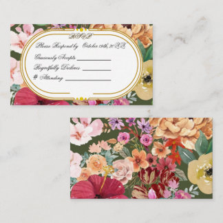 Tarjeta De Recepción Art Nouveau Floral Calligraphy RSVP Card 