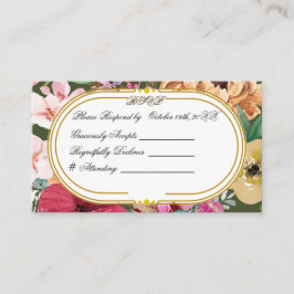 Tarjeta De Recepción Art Nouveau Floral Calligraphy RSVP Card 