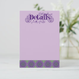 Tarjeta De Recepción Art Nouveau Purple Thistle Wheel Vertical