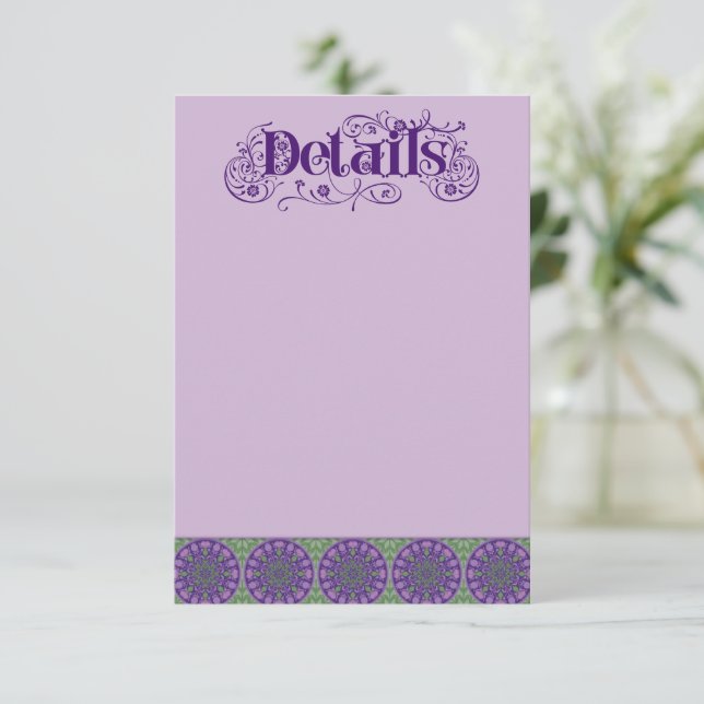 Tarjeta De Recepción Art Nouveau Purple Thistle Wheel Vertical (Anverso de pie)