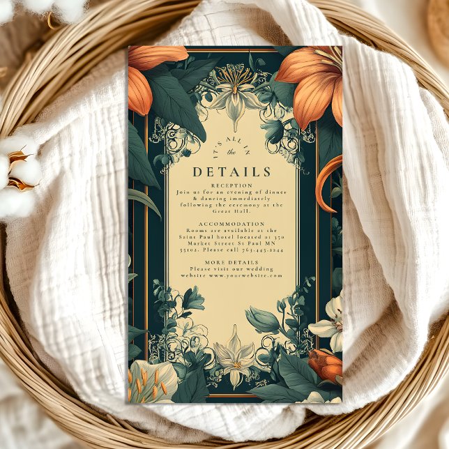 Tarjeta De Recepción Art Nouveau Whimsical Floral Boda (Subido por el creador)