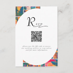 Tarjeta De Recepción Art Paint Colorful Moderno Resumen Boda de código 