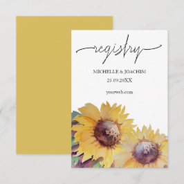 Tarjeta De Recepción Arte de acuarela de girasol artístico rústico