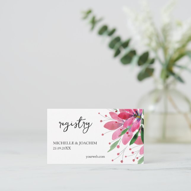 Tarjeta De Recepción Arte de acuarela rustico de Lotus Flores (Anverso de pie)