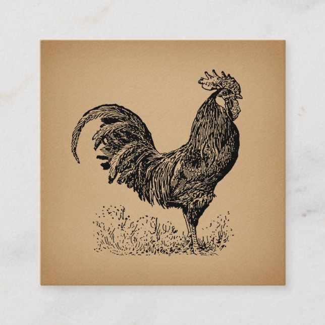 Tarjeta De Recepción Arte de pollo de Ilustracion de época marrón (Anverso)
