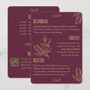 Tarjeta De Recepción Arte Deco de Filigrana de Oro Información para i