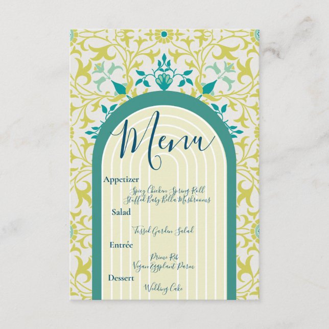 Tarjeta De Recepción Arte Floral Art Deco Modernista William Morris (Anverso)