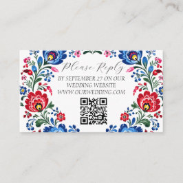 Tarjeta De Recepción Arte Folclórico Floral Tradicional Boda Polska