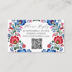 Tarjeta De Recepción Arte Folclórico Floral Tradicional Boda Polska