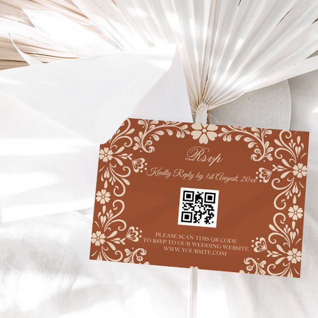 Tarjeta De Recepción Arte Mexicano Terracotta Wedding Rsvp (Subido por el creador)
