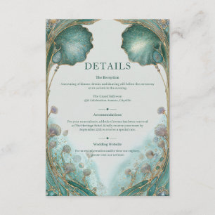 Tarjeta De Recepción Arte Nouveau de Boda de Fantasía Dorada