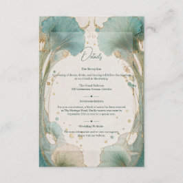 Tarjeta De Recepción Arte Nouveau de la Edad Dorada Boda Teal y Oro