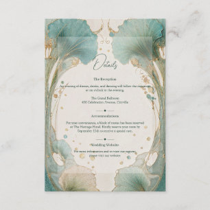 Tarjeta De Recepción Arte Nouveau de la Edad Dorada Boda Teal y Oro