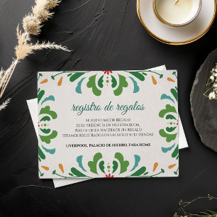 Tarjeta De Recepción Arte Popular Colorida Fiesta Floral Boda Española