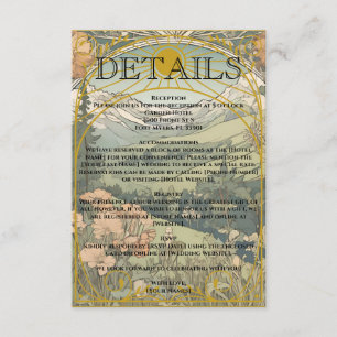 Tarjeta De Recepción Arte vintage Nouveau y boda de naturaleza Art Déco