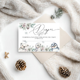 Tarjeta De Recepción Artico Animales Baby Shower Diaper Raffle