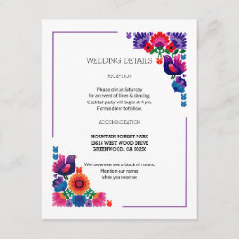 Tarjeta De Recepción Artistic Decorative Folk Birds and Flowers Wedding