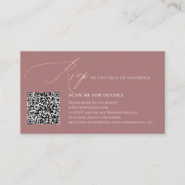 Tarjeta De Recepción ArtsApp Código QR RSVP Caligrafía Rosa Dorado Fals