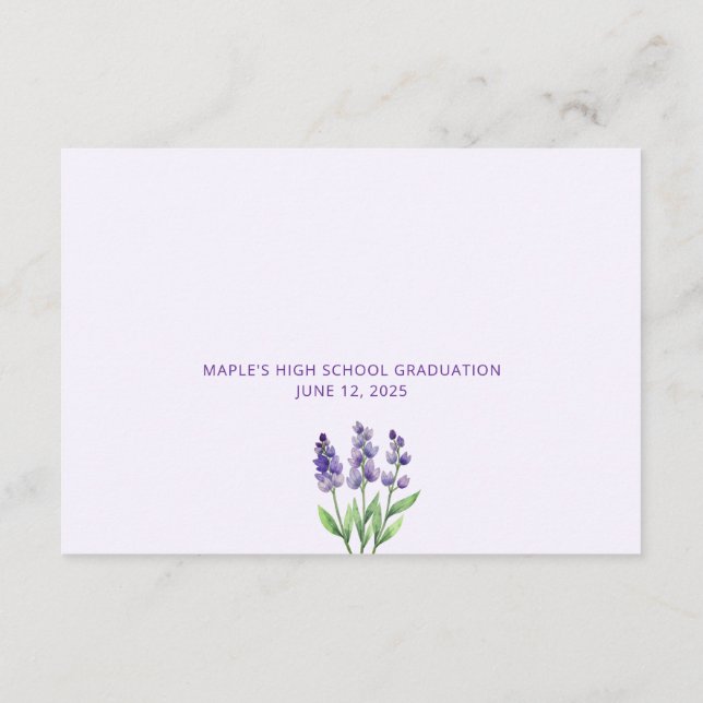 Tarjeta De Recepción Asesoramiento de morado floral para graduados (Reverso)