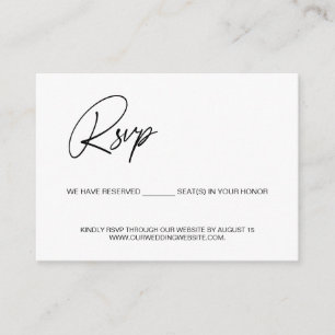 Tarjeta De Recepción Asiento reservado blanco y negro Foto sitio web de